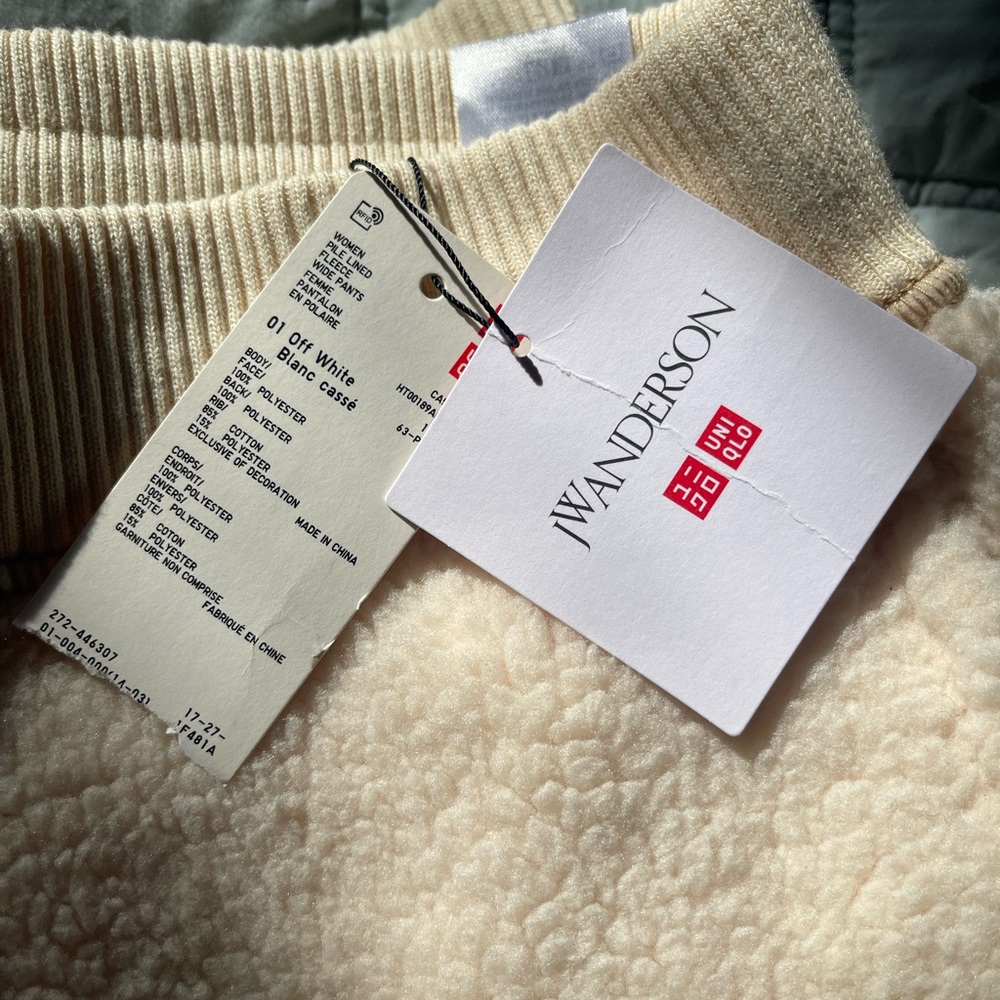 JW Anderson x Uniqlo Off White Fleece wide leg pants includes same pants in navy